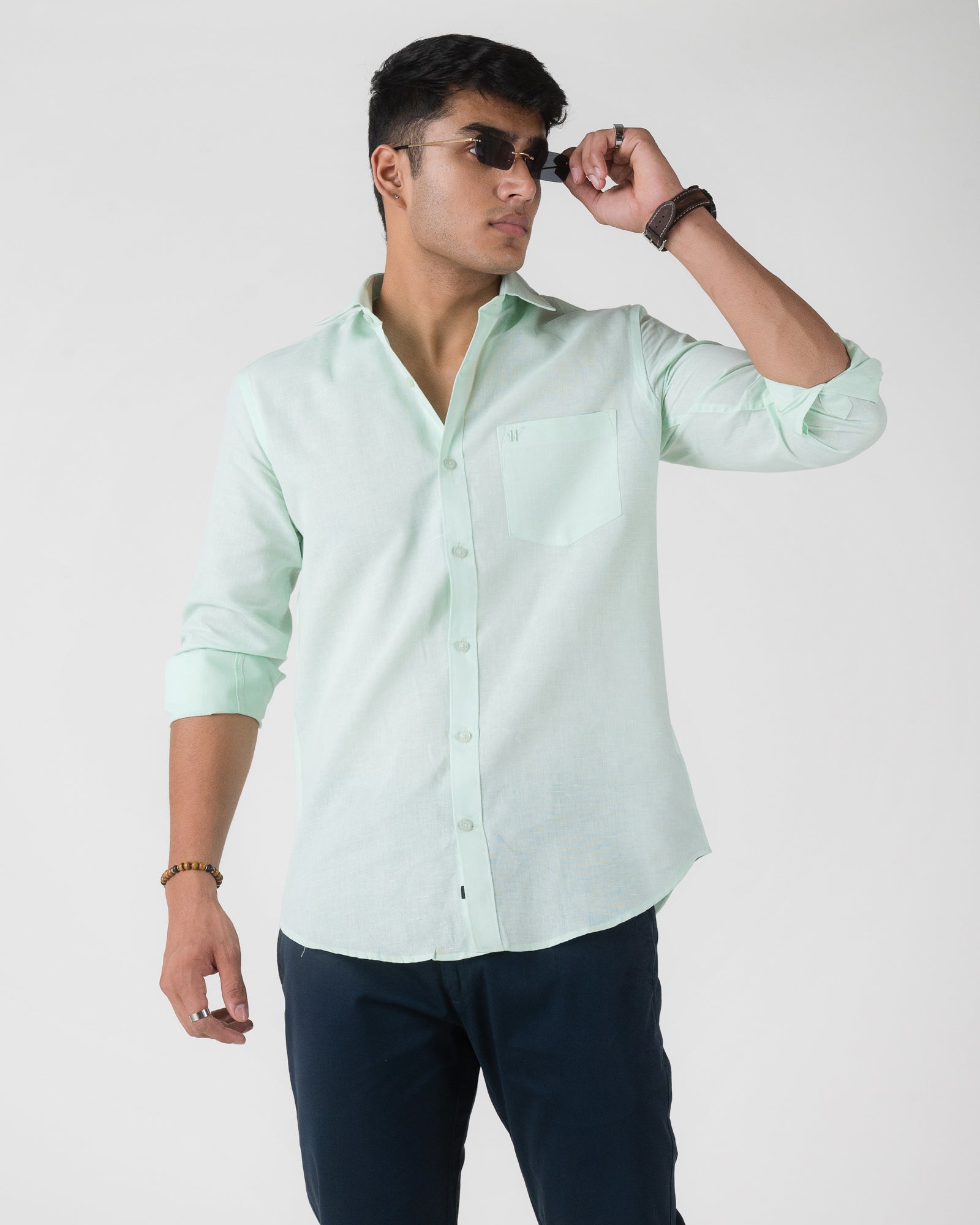 MOSS GREEN SEMI FORMAL SHIRT