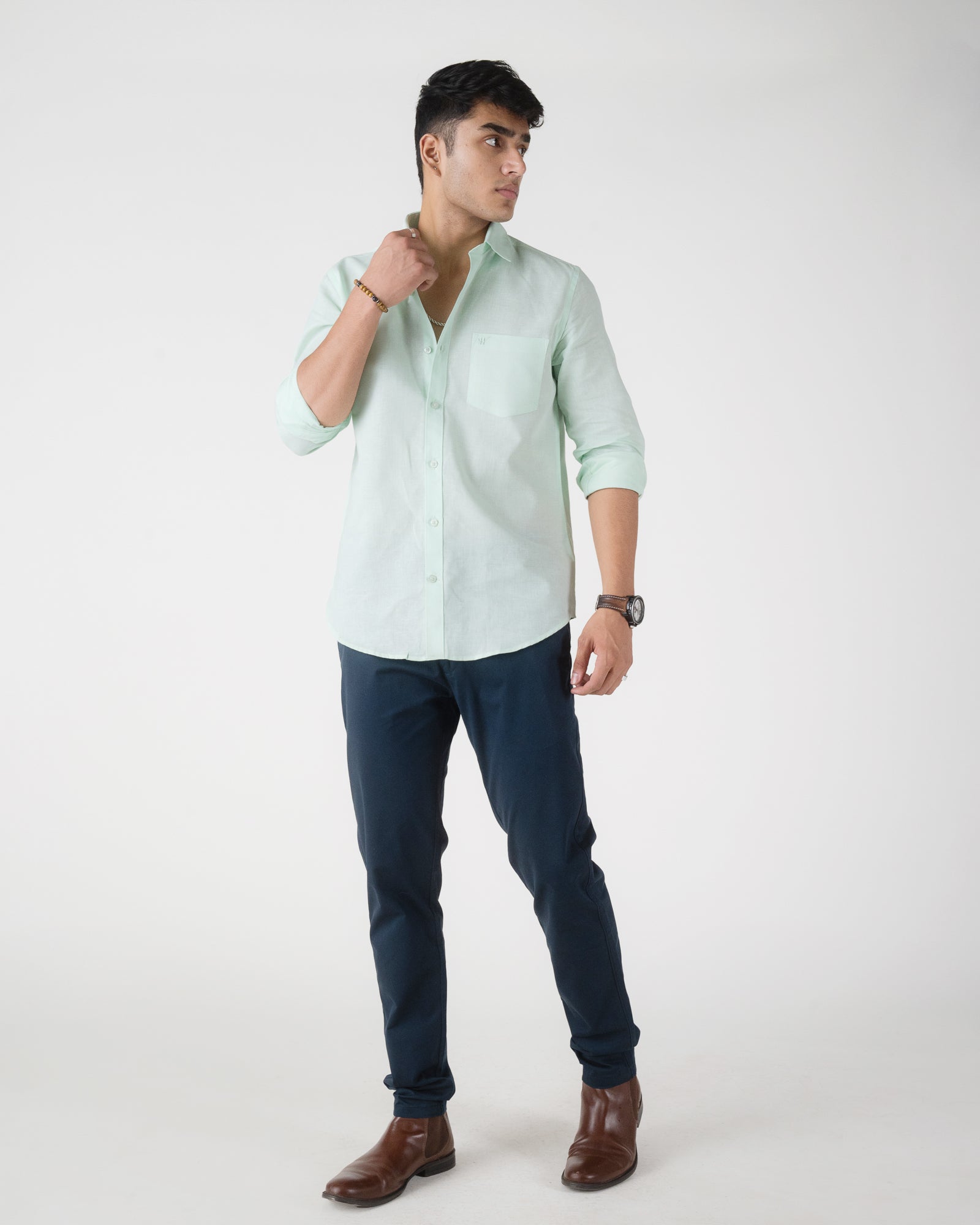 MOSS GREEN SEMI FORMAL SHIRT