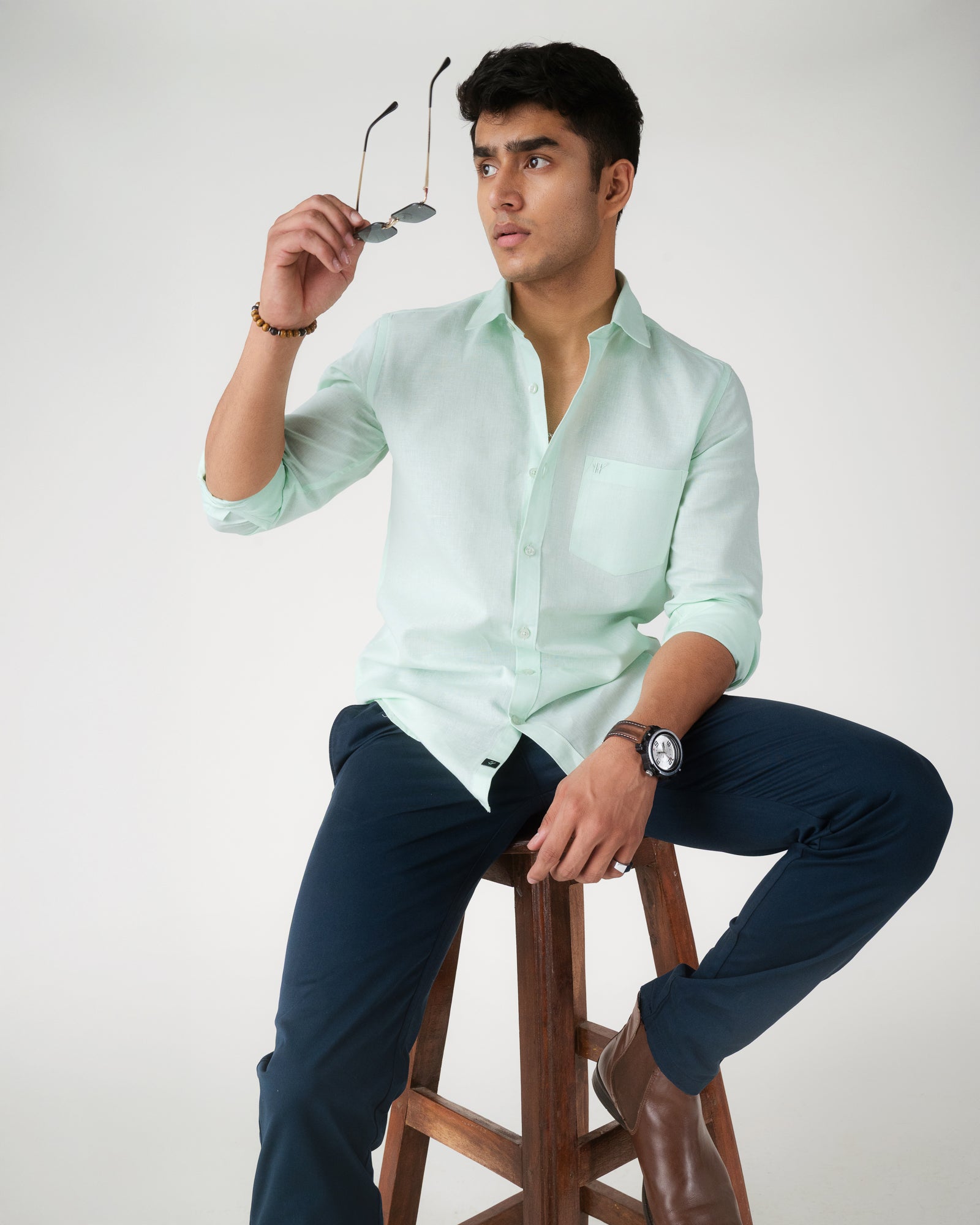 MOSS GREEN SEMI FORMAL SHIRT