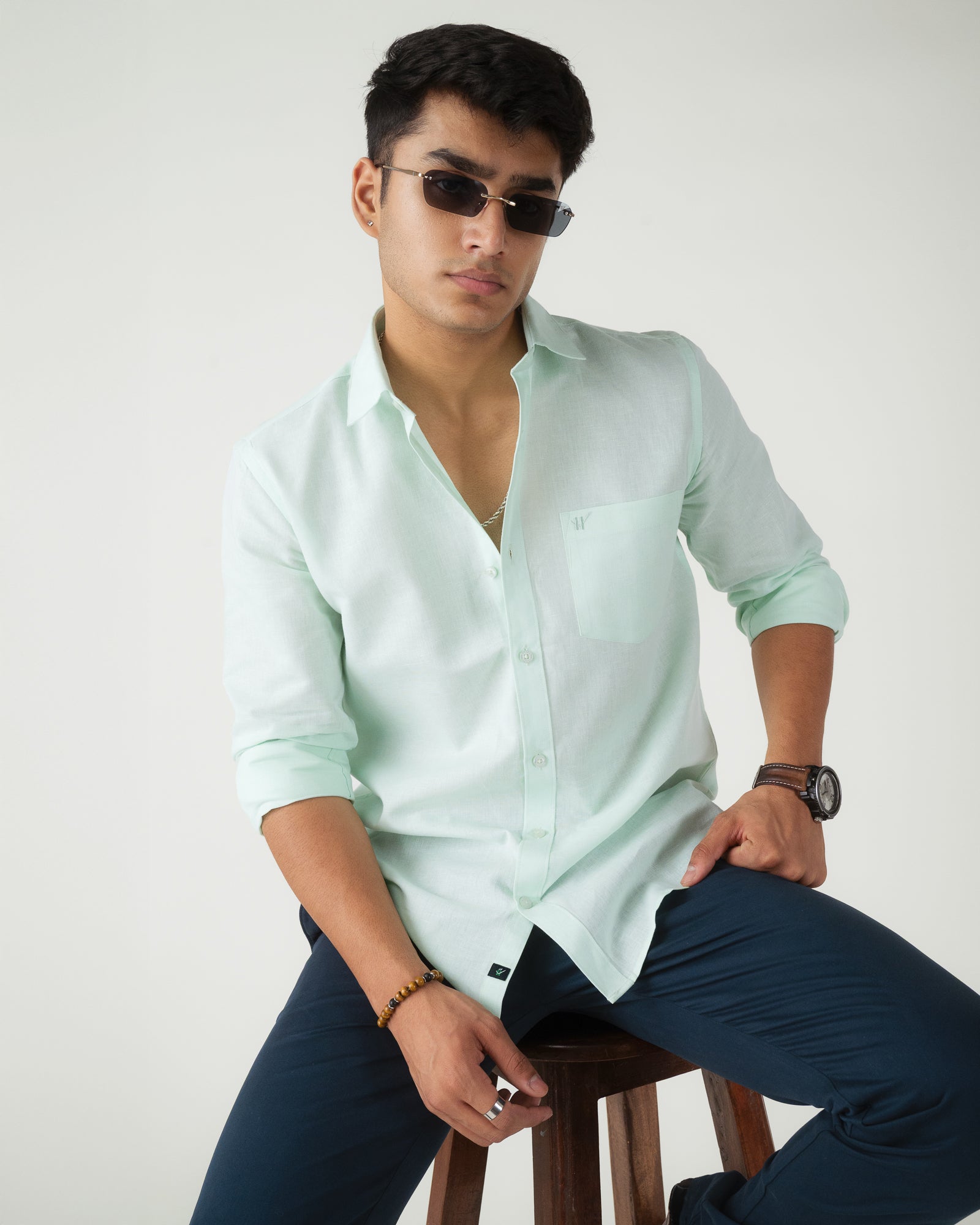 MOSS GREEN SEMI FORMAL SHIRT