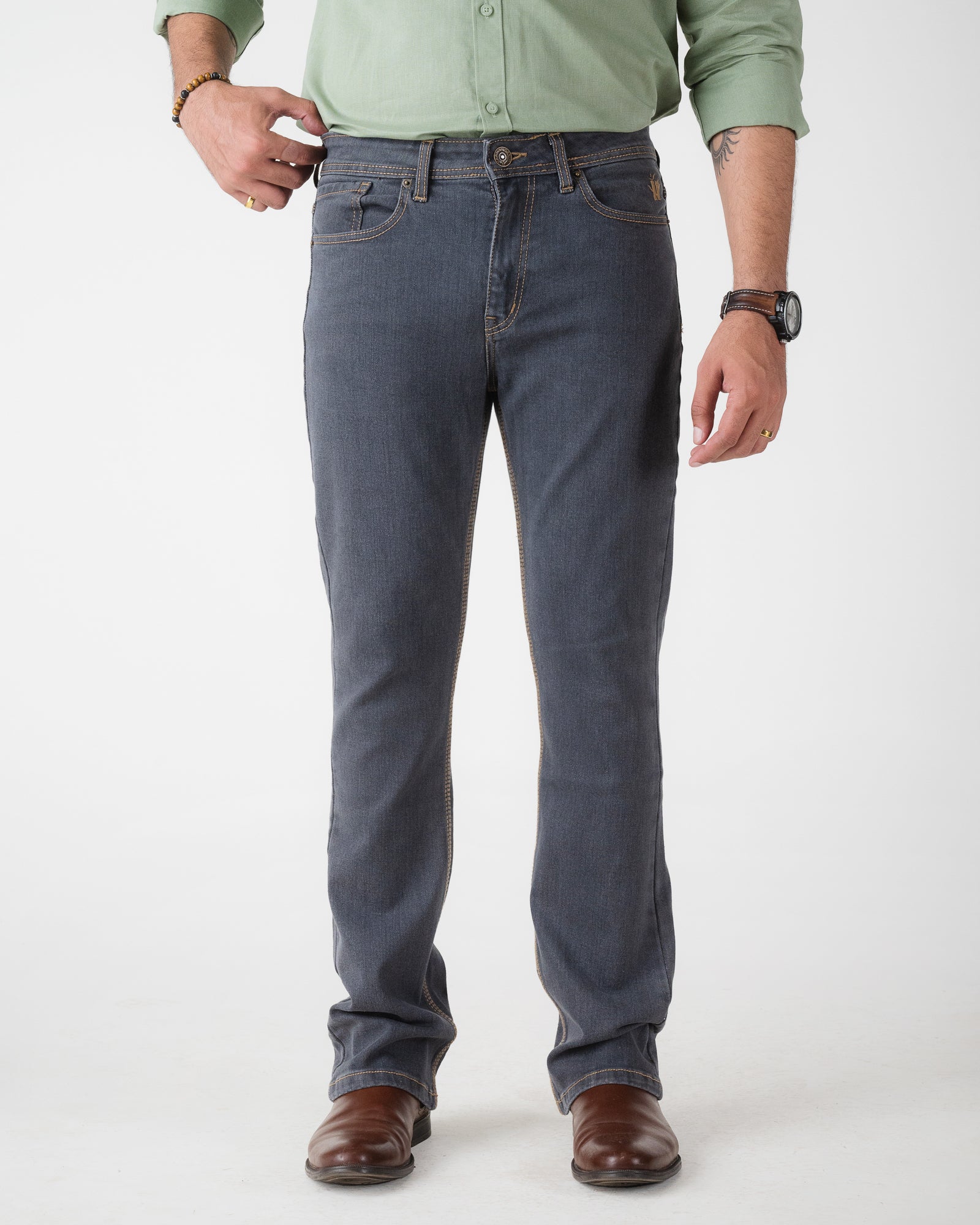 RAW GREY BOOTCUT FIT JEANS - Main Image