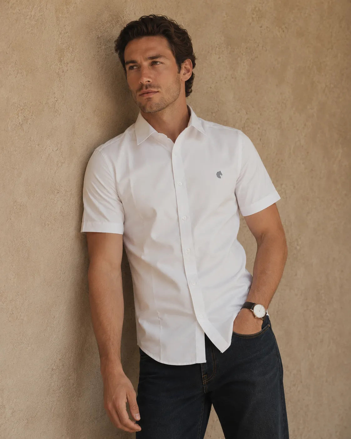 White - Solid Slim Fit Oxford Shirt