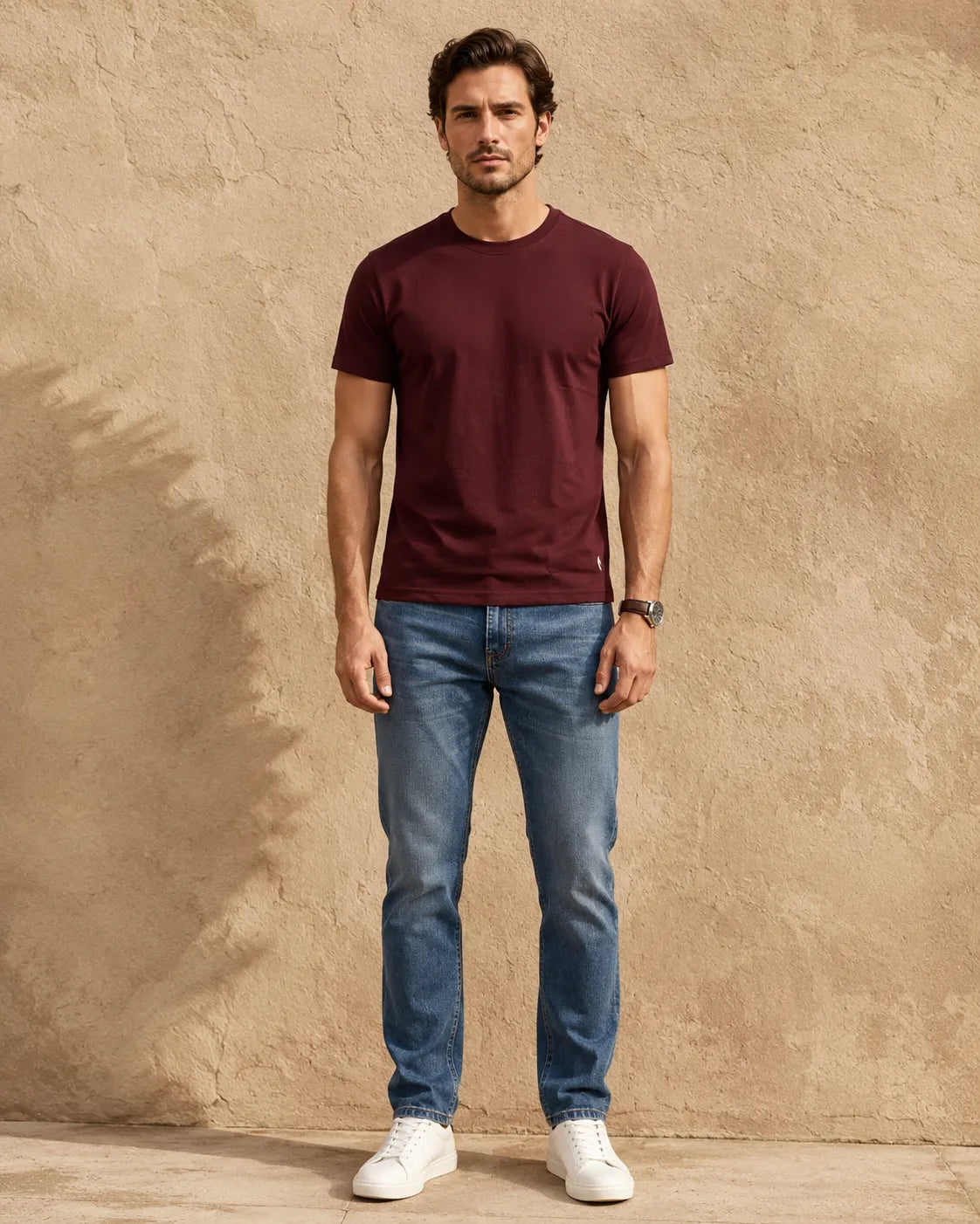 Wine - Regular Fit Plain T-Shirt