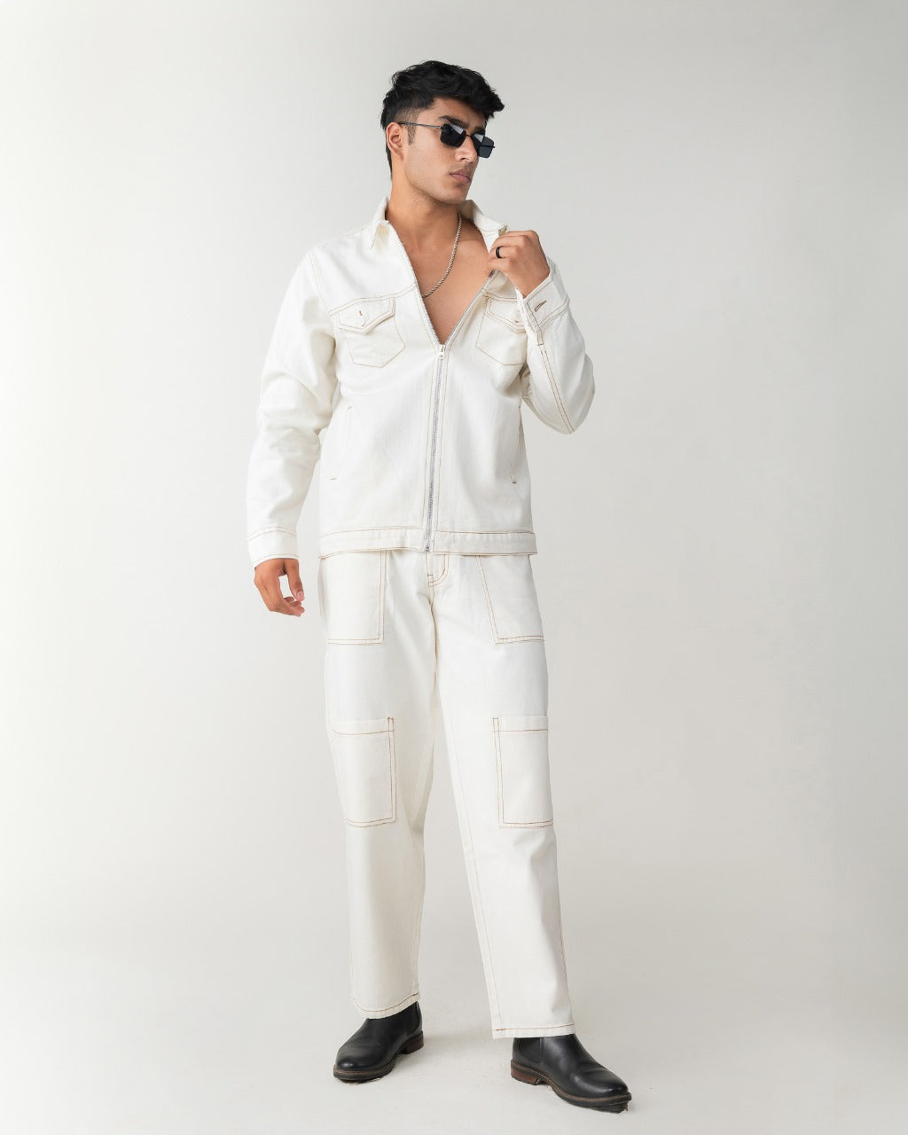OFF WHITE CARGO DENIM