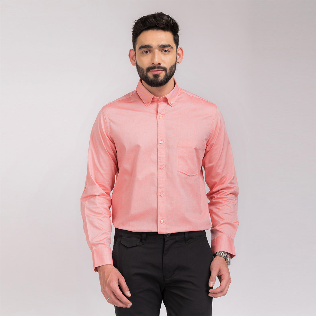 Coral Orange Regular Fit Shirt