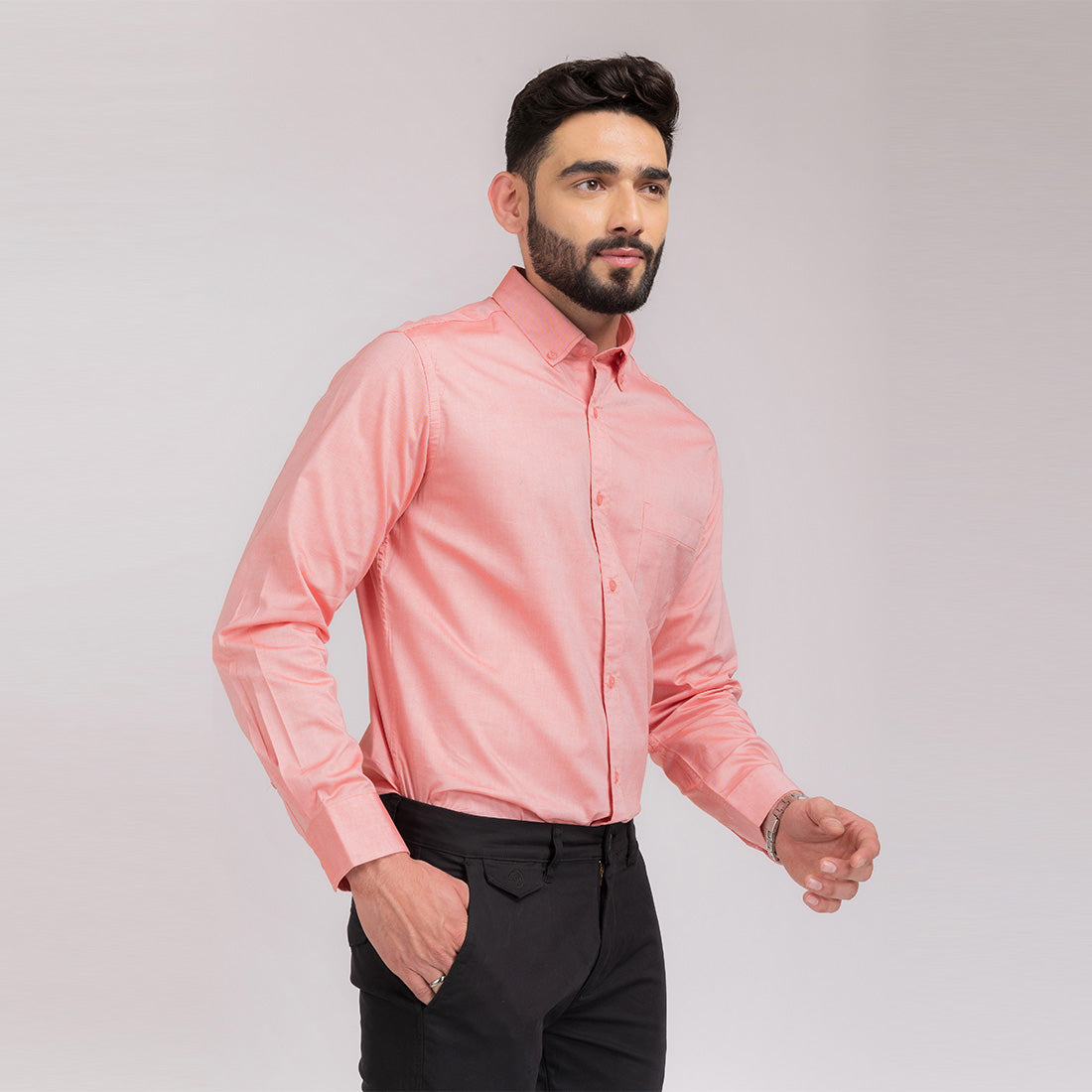 Coral Orange Regular Fit Shirt