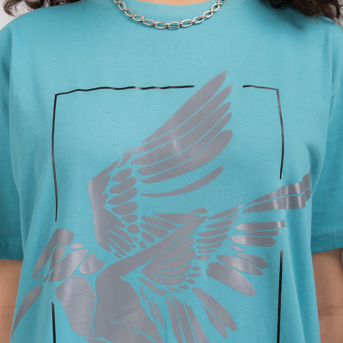 Turquoise Printed Regular Fit T-Shirt