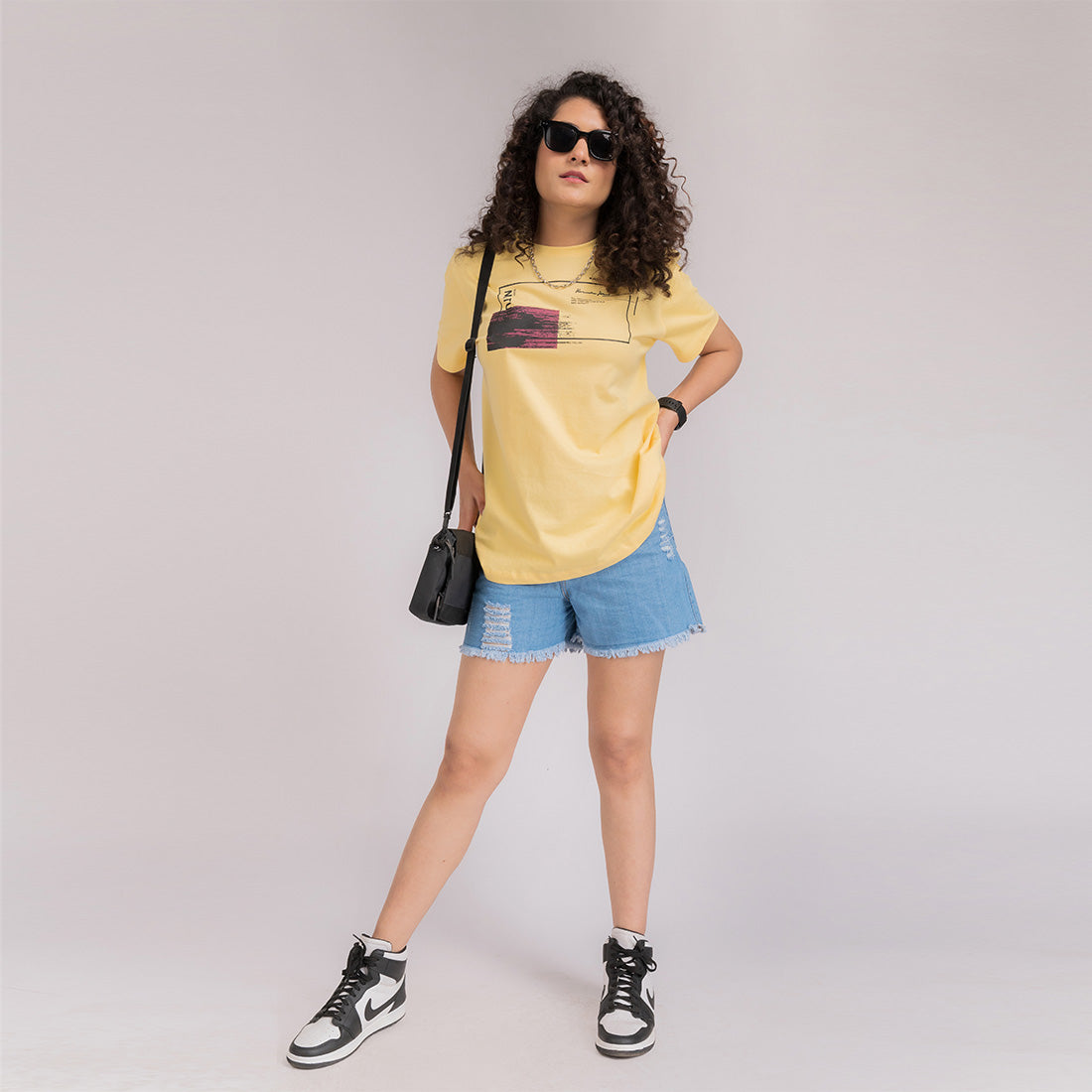 Yellow Printed Regular Fit T-Shirt