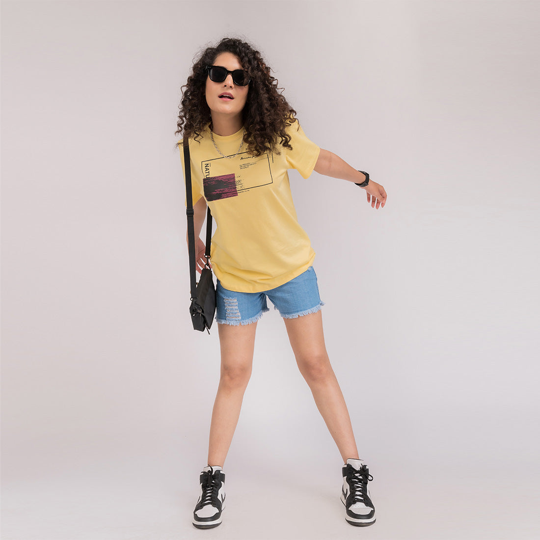 Yellow Printed Regular Fit T-Shirt