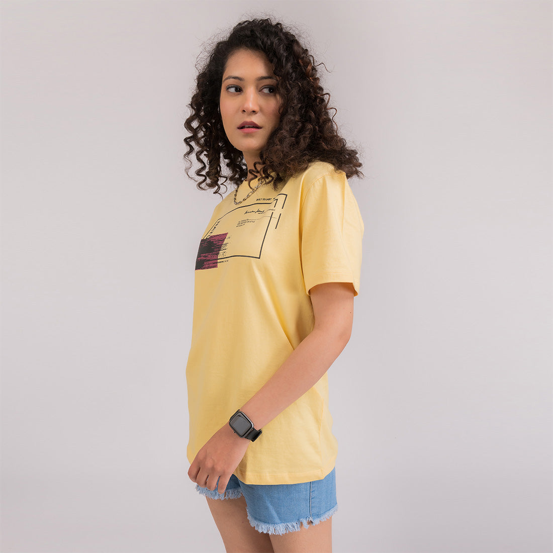 Yellow Printed Regular Fit T-Shirt