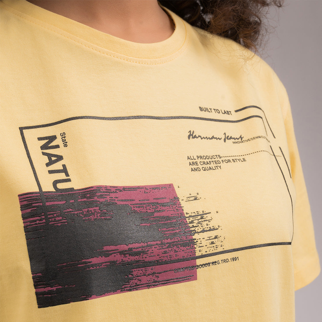 Yellow Printed Regular Fit T-Shirt