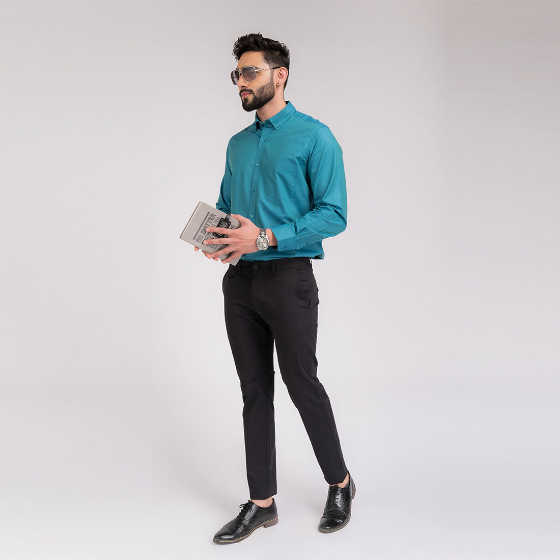 Bluish Green Regular Fit Shirt