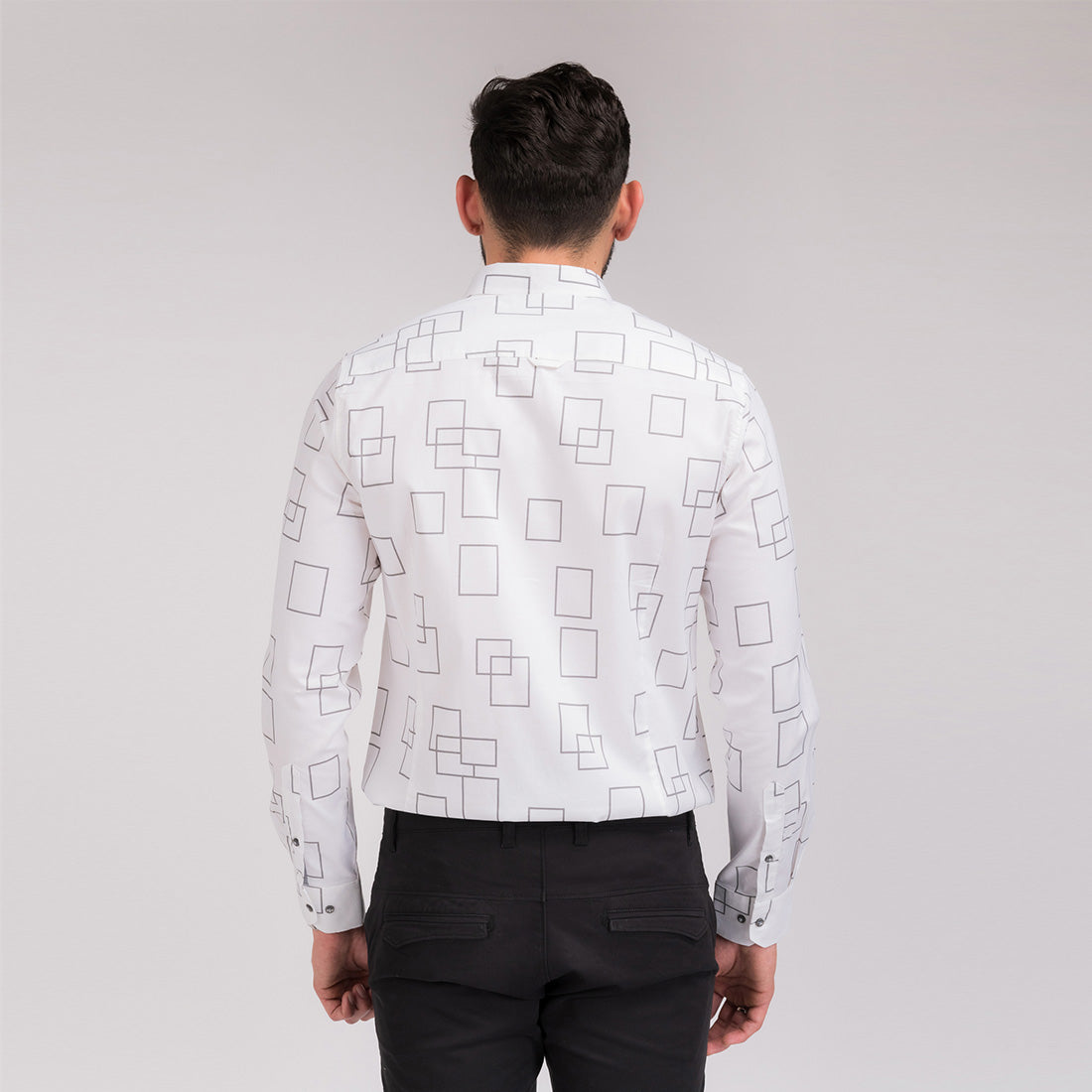 White Pattern Slim Fit Shirt