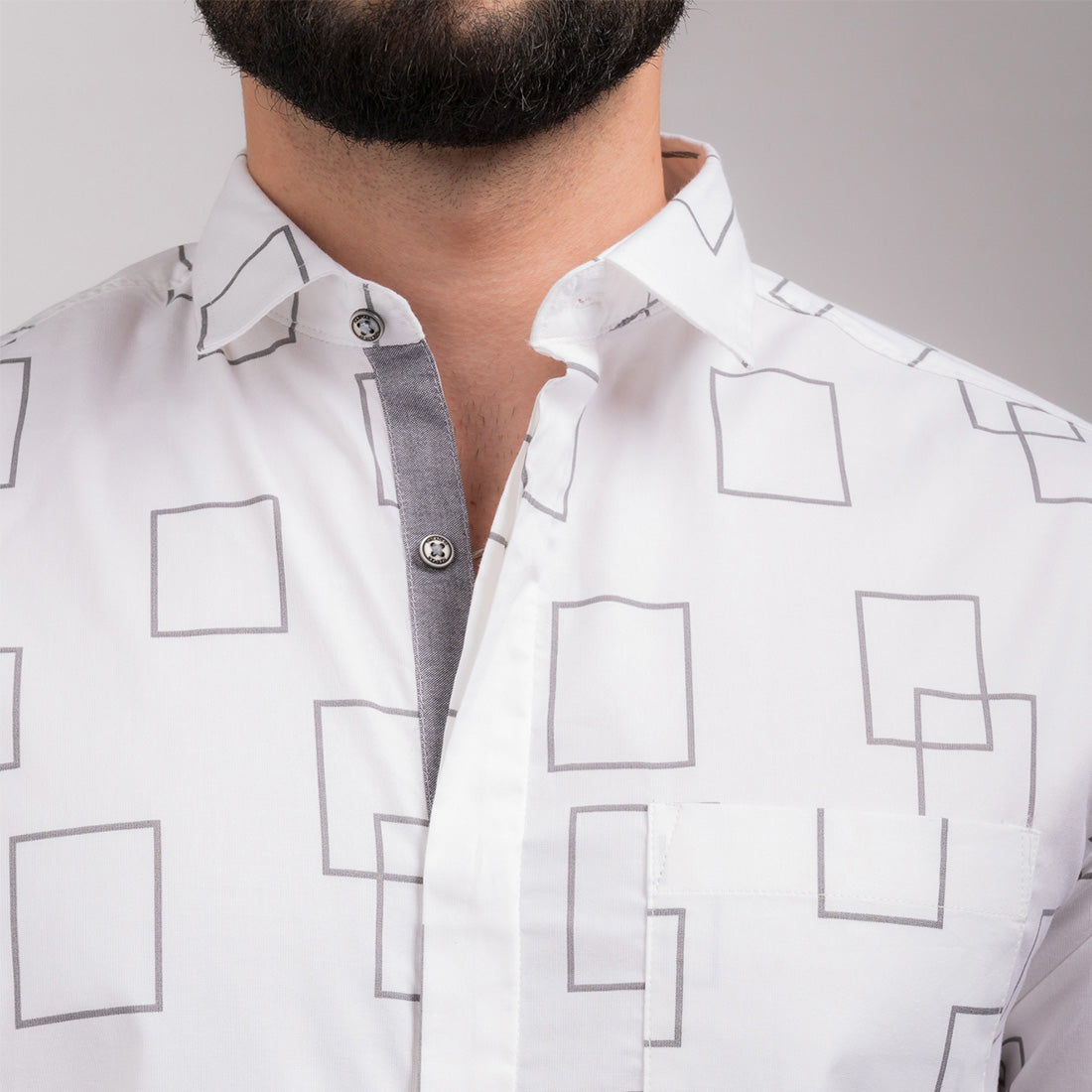 White Pattern Slim Fit Shirt