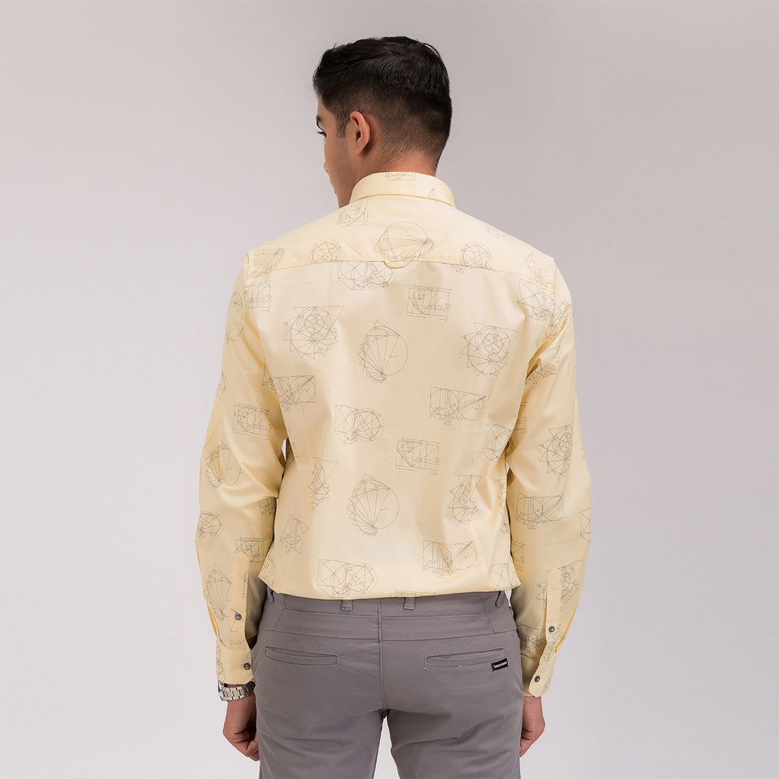 Yellow Printed Slim Fit Shirt