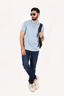 Melange Sky Blue Polo T-Shirt