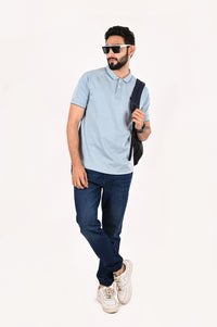 Melange Sky Blue Polo T-Shirt