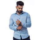 Blue Printed Slim Fit Shirt