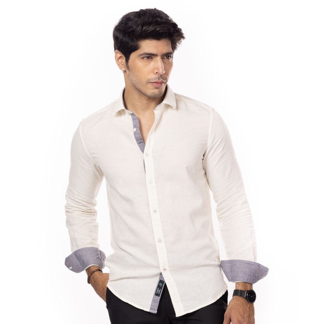 Creme Slim Fit Shirt