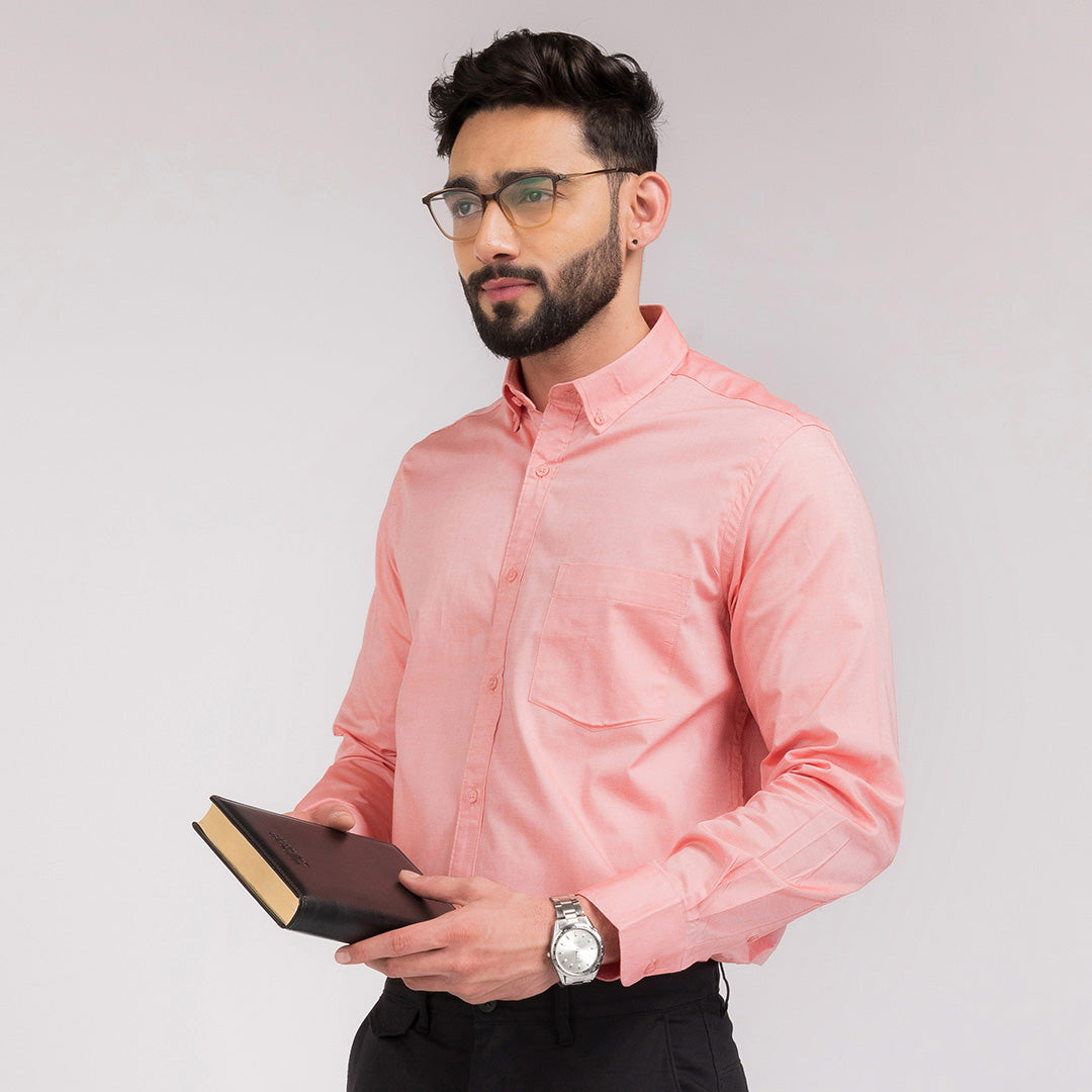 Coral Orange Regular Fit Shirt