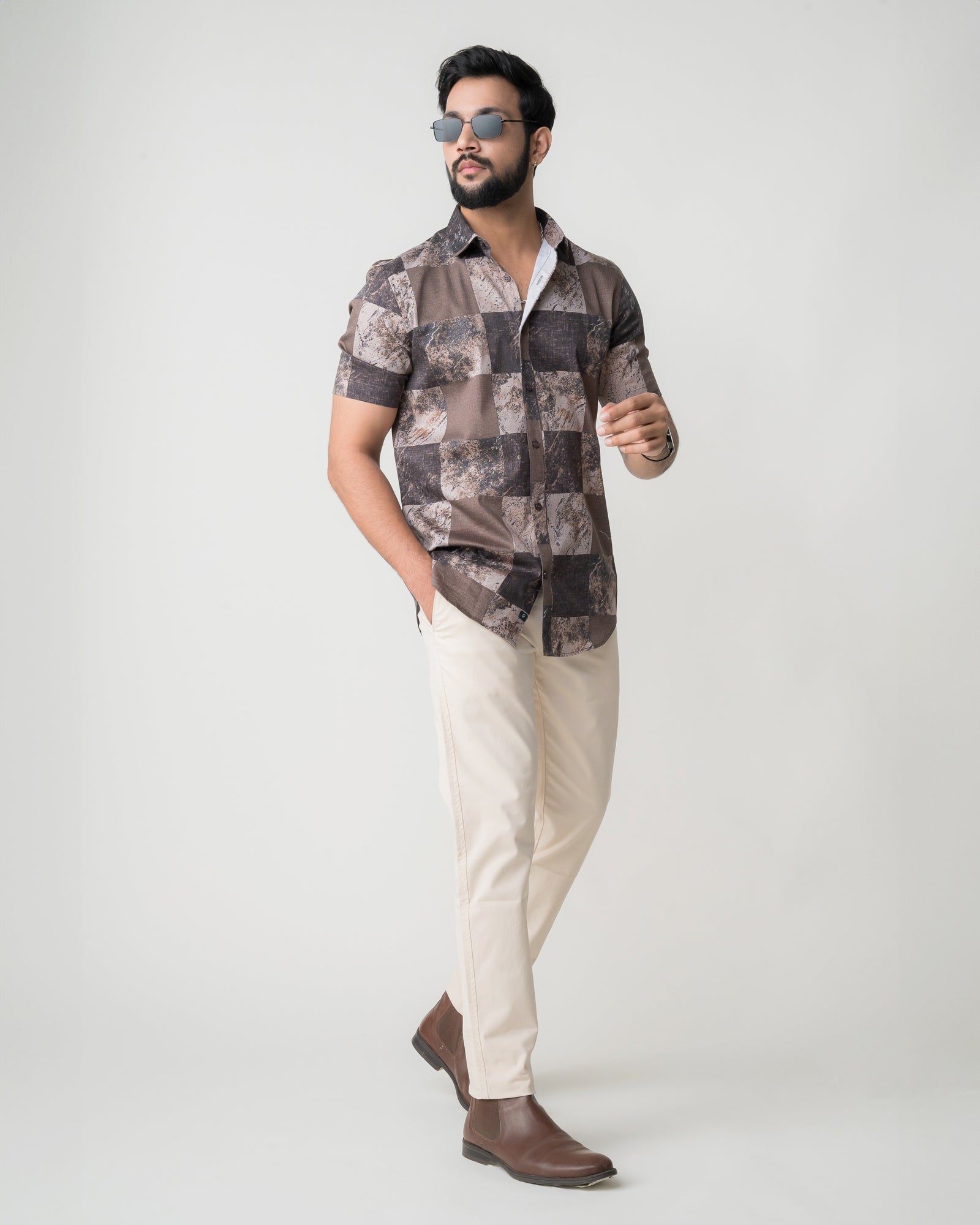 BROWN REGULAR FIT SHIRT