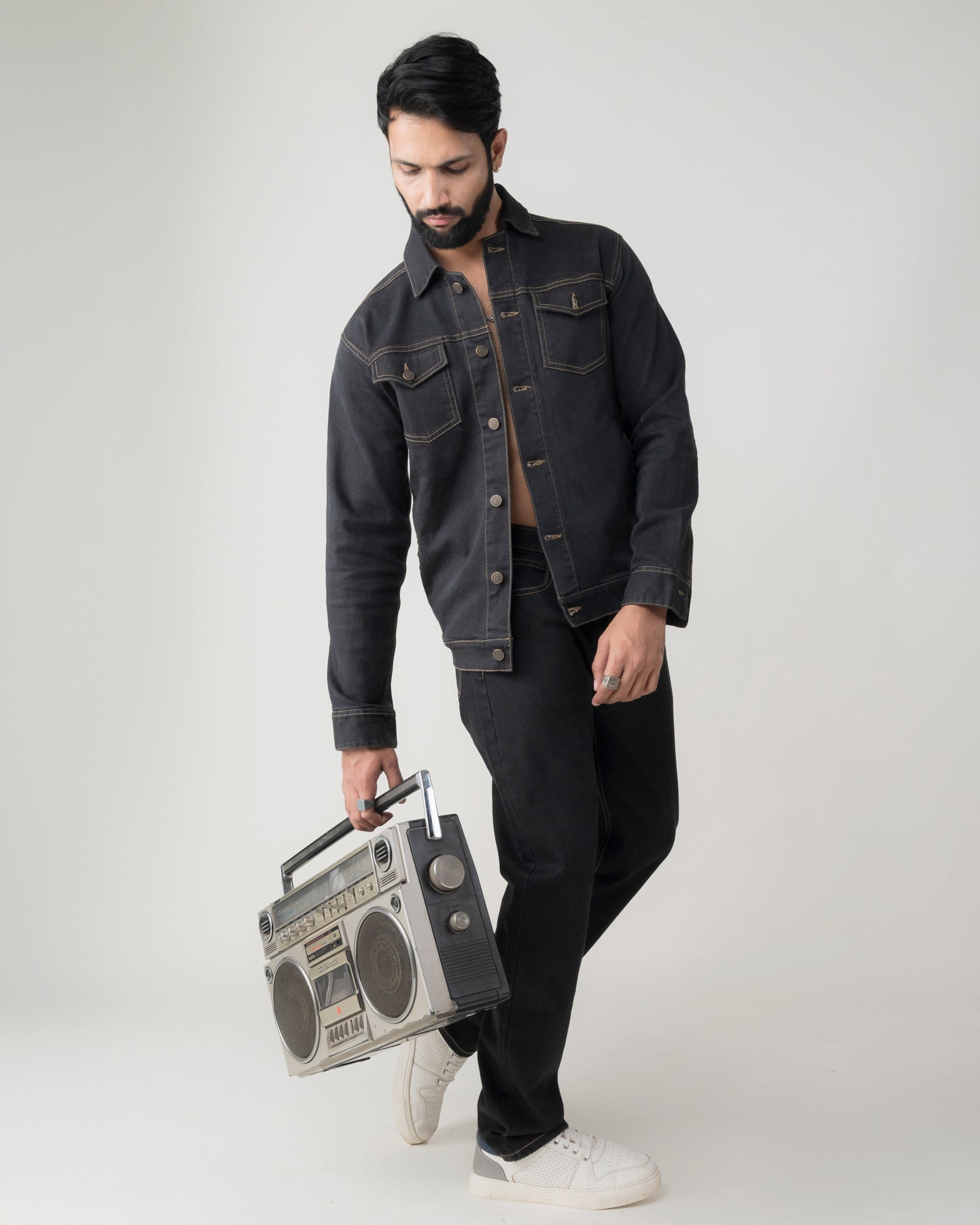 DARK GREY REGULAR FIT DENIM JACKET