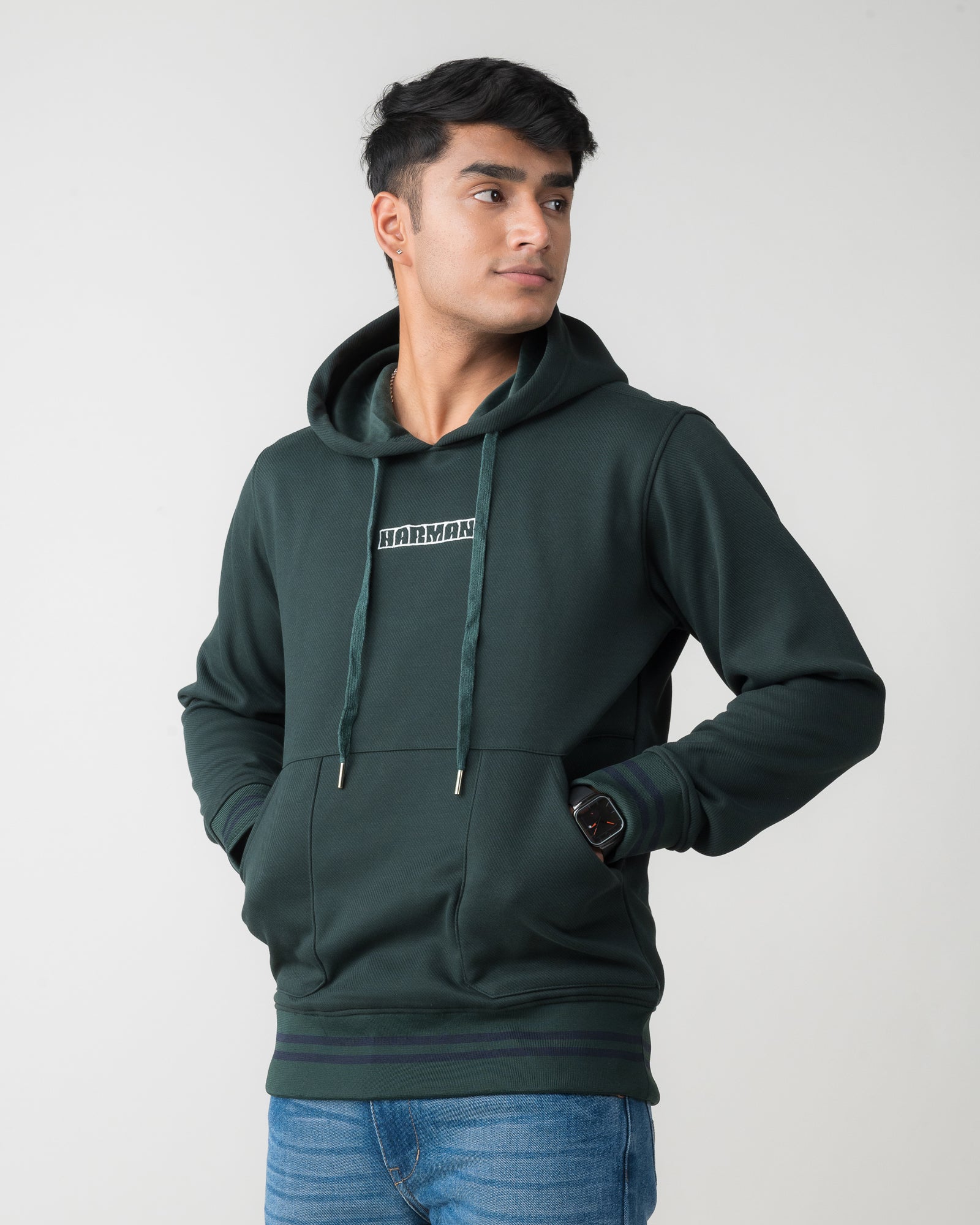 DARK GREEN REGULAR FIT HOODIE