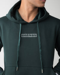 DARK GREEN REGULAR FIT HOODIE