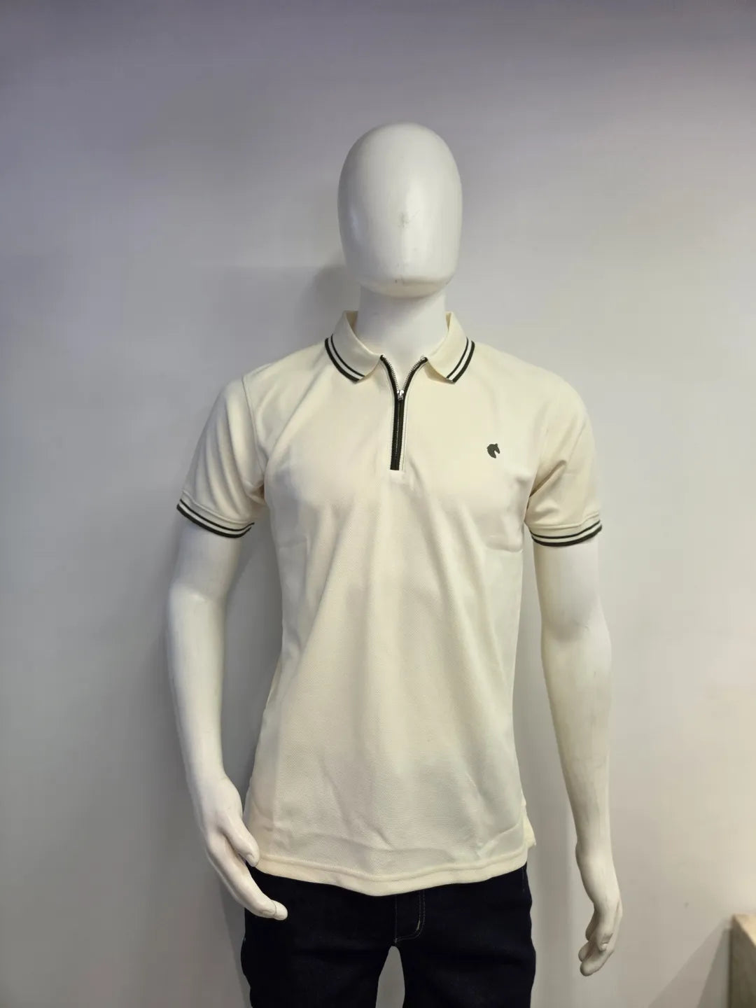 Cream - Men's Zipper Polo