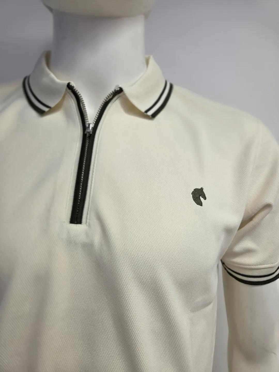 Cream - Men's Zipper Polo