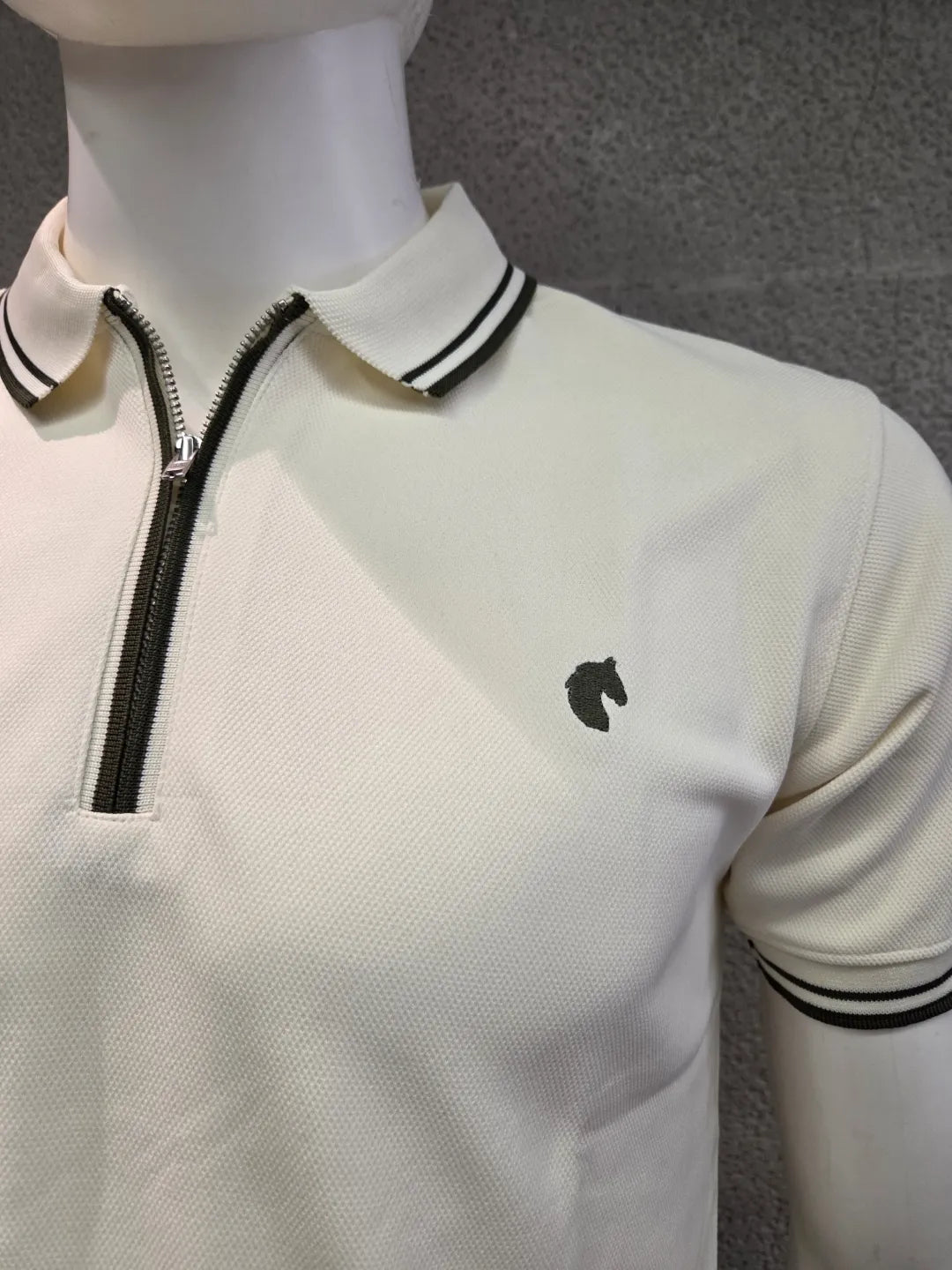 Cream - Men's Zipper Polo