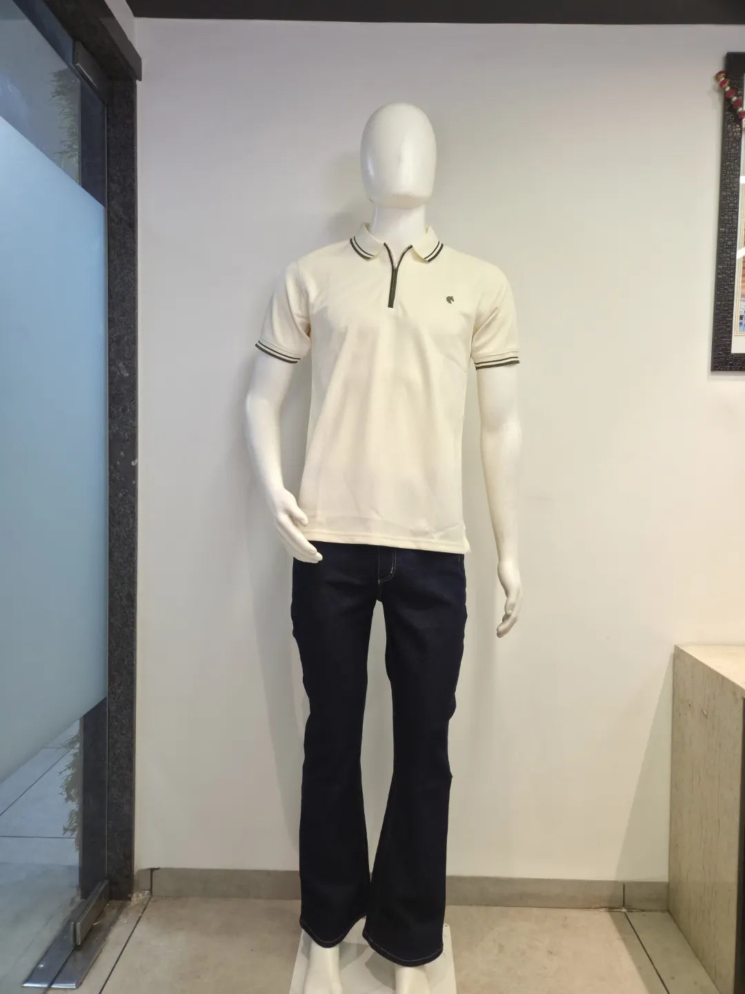 Cream - Men's Zipper Polo