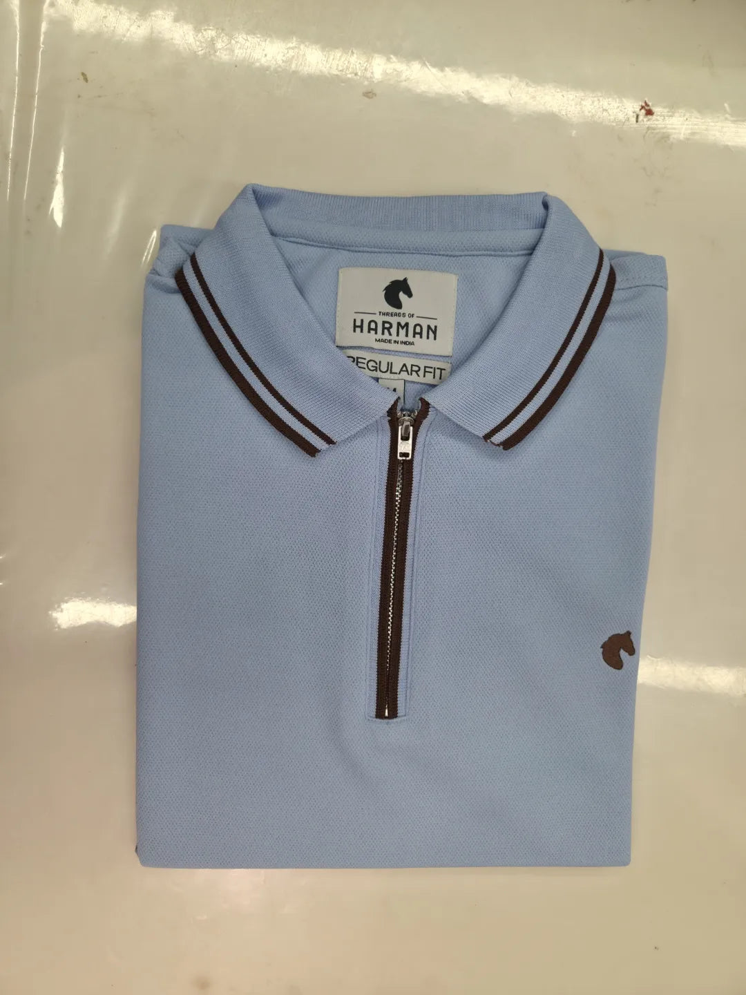Sky Blue - Men's Zipper Polo