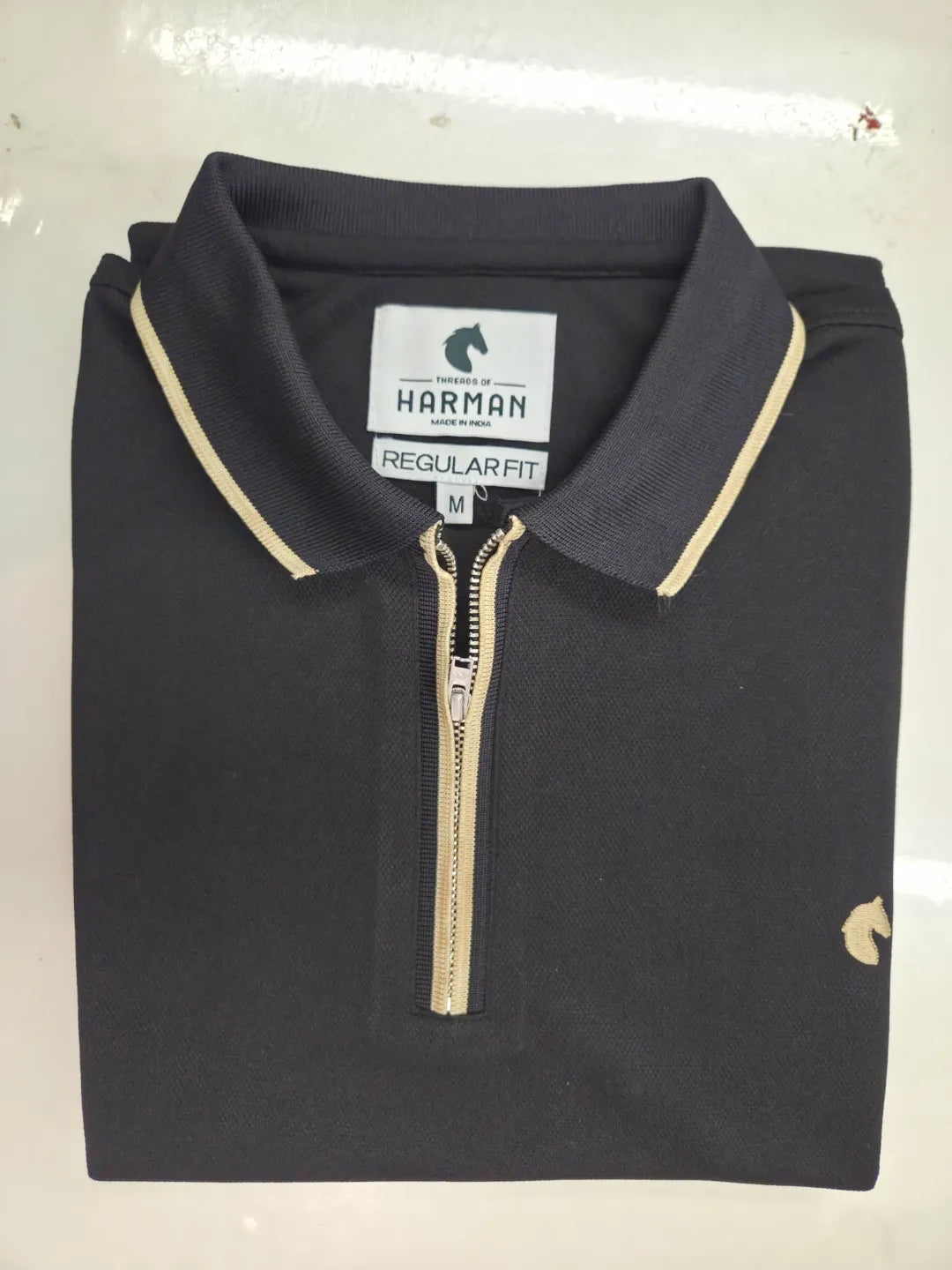 Black - Men's Zipper Polo