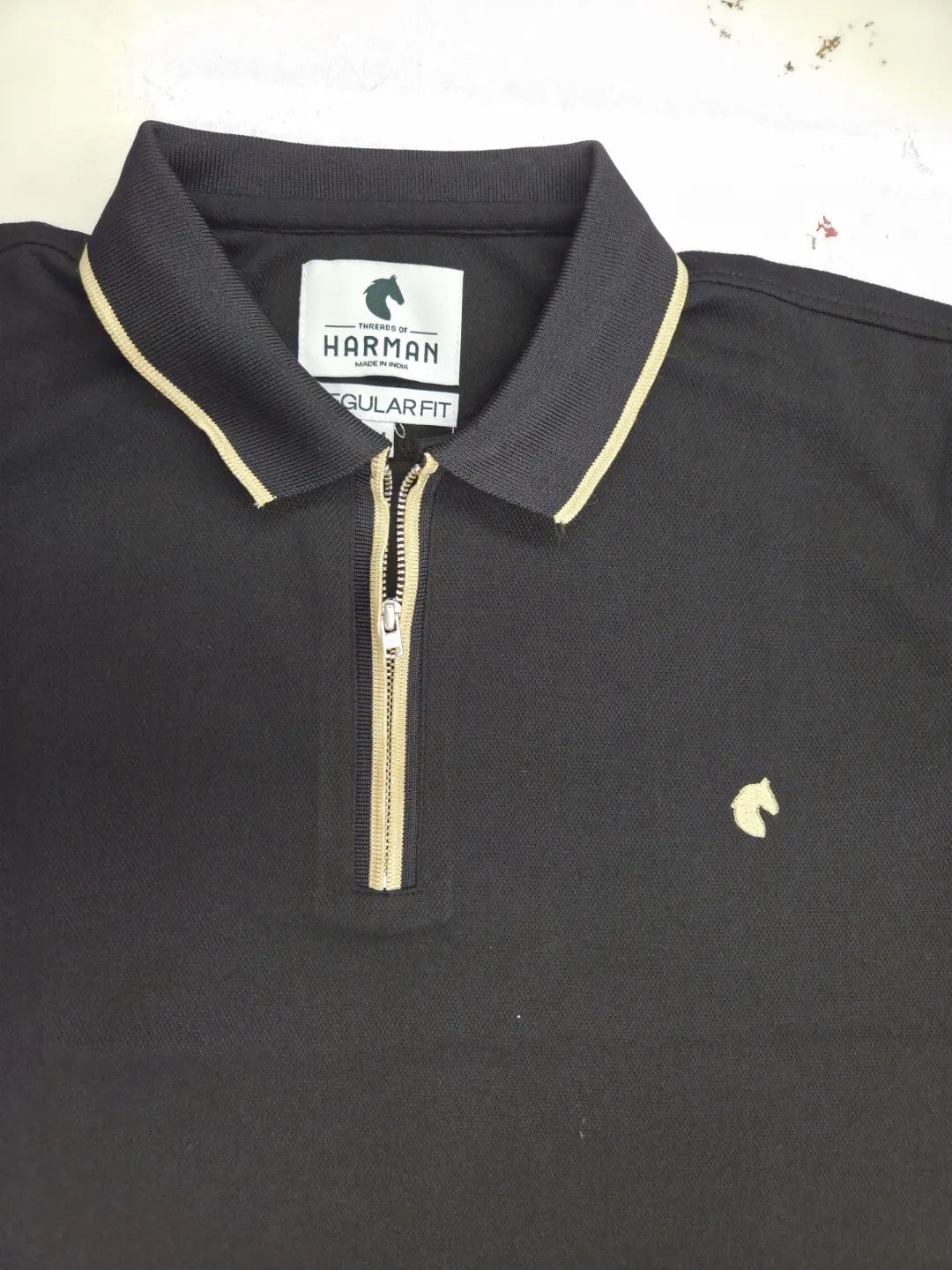 Black - Men's Zipper Polo