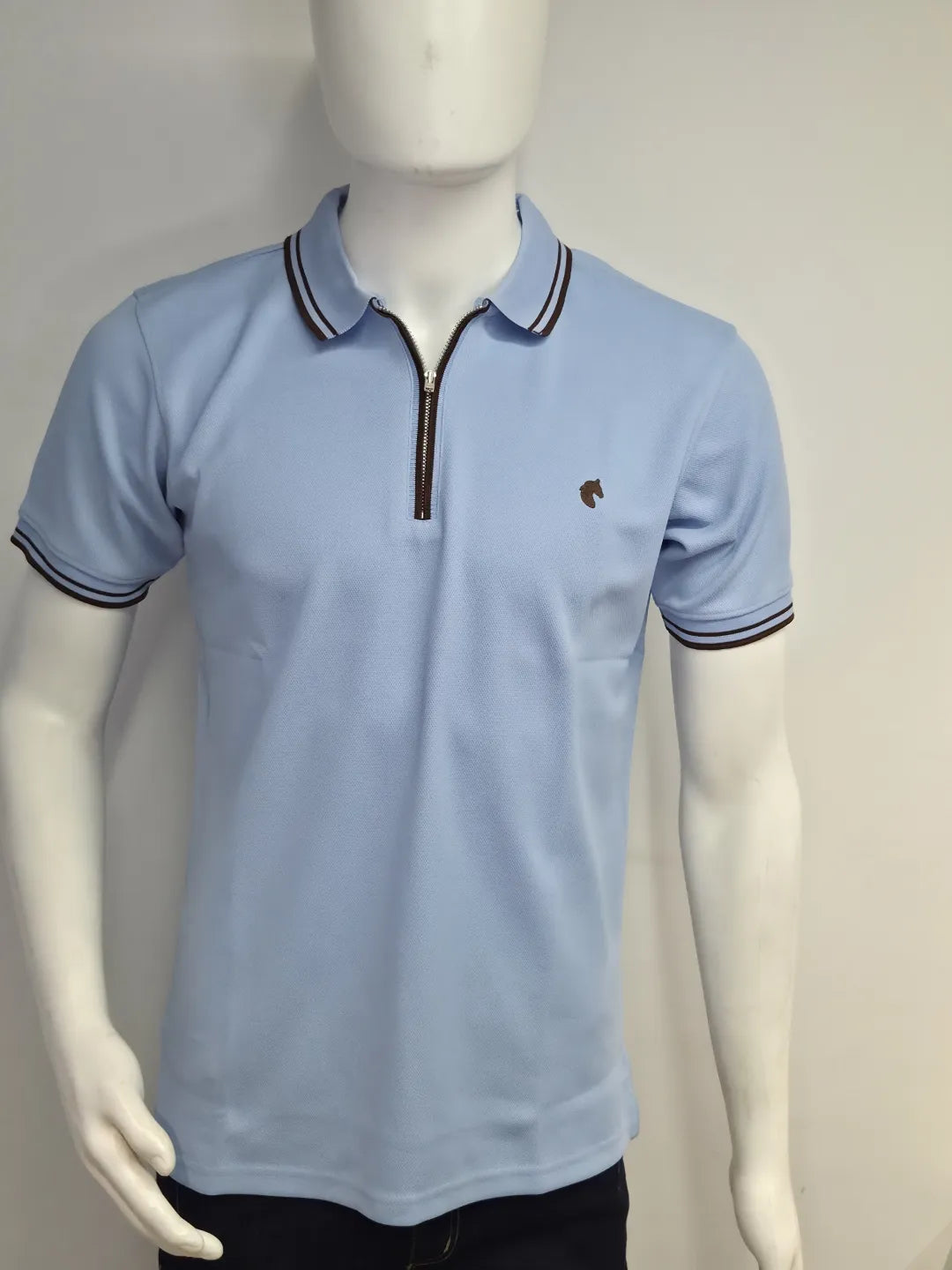 Sky Blue - Men's Zipper Polo