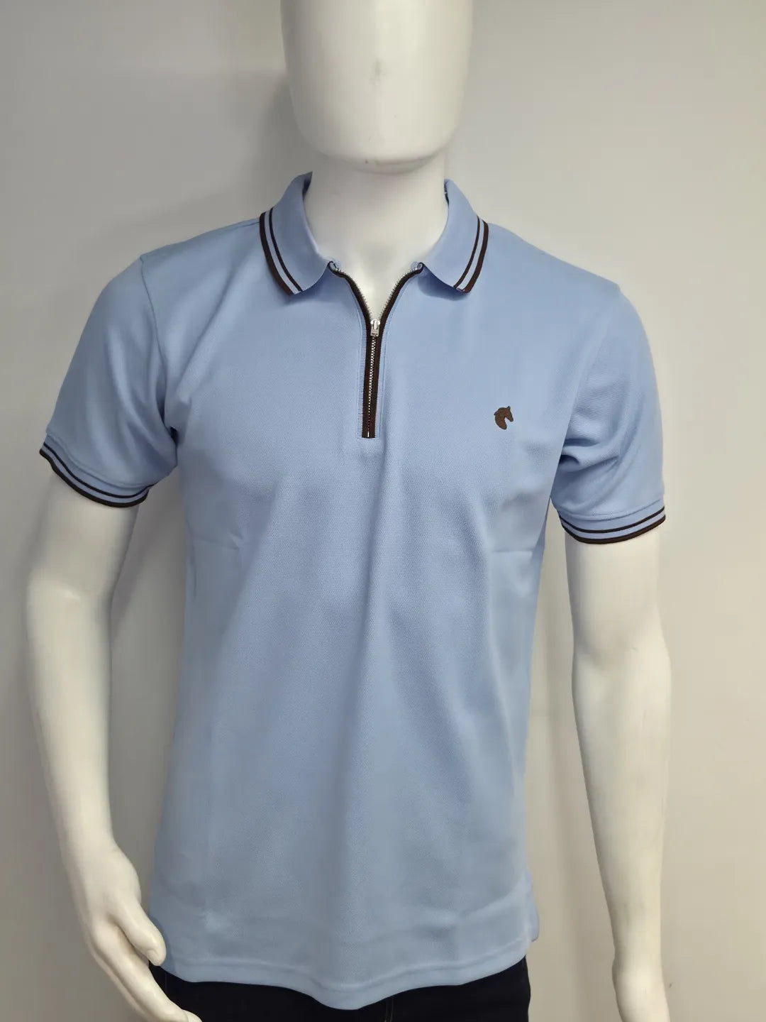 Sky Blue - Men's Zipper Polo