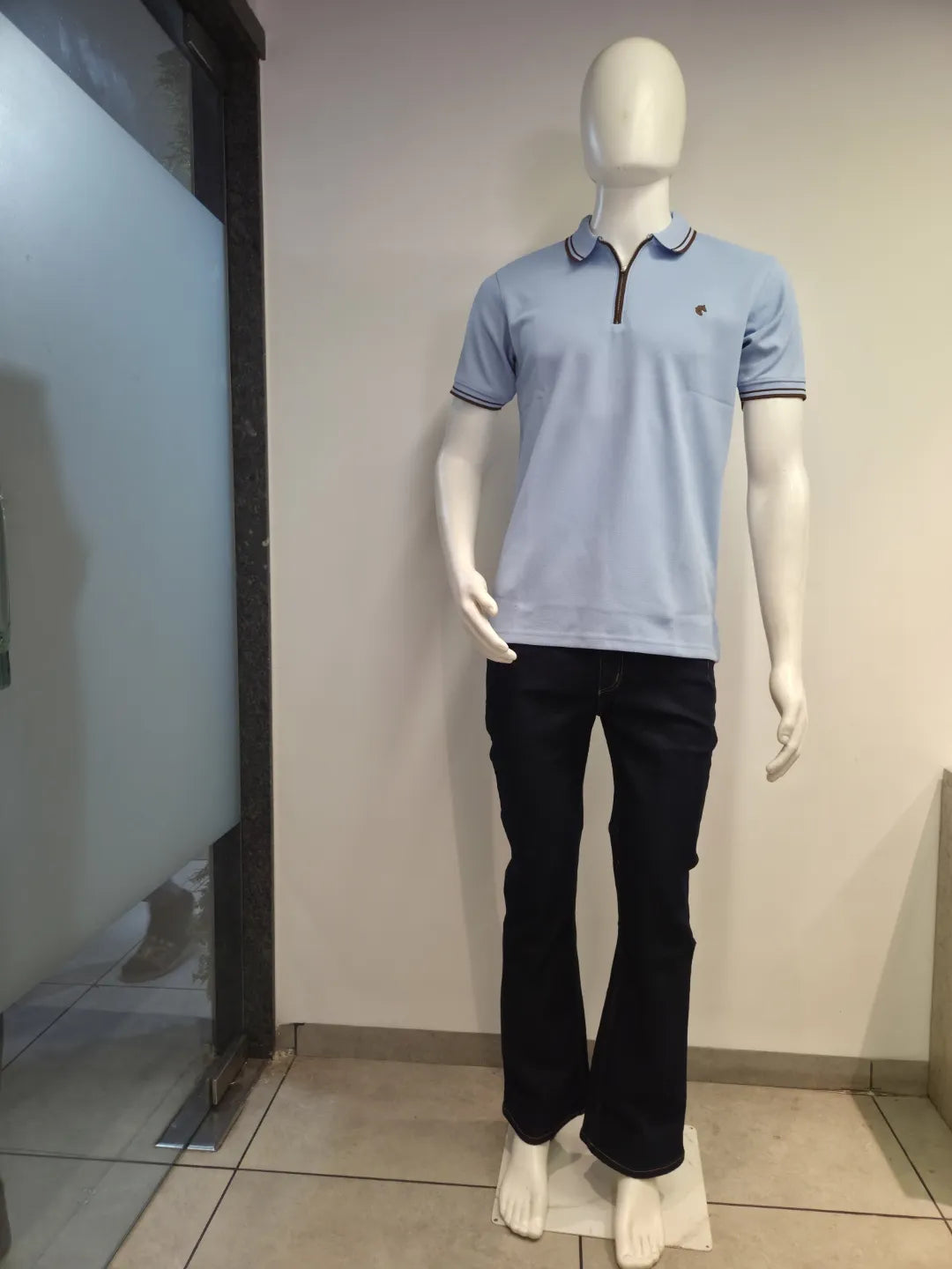 Sky Blue - Men's Zipper Polo