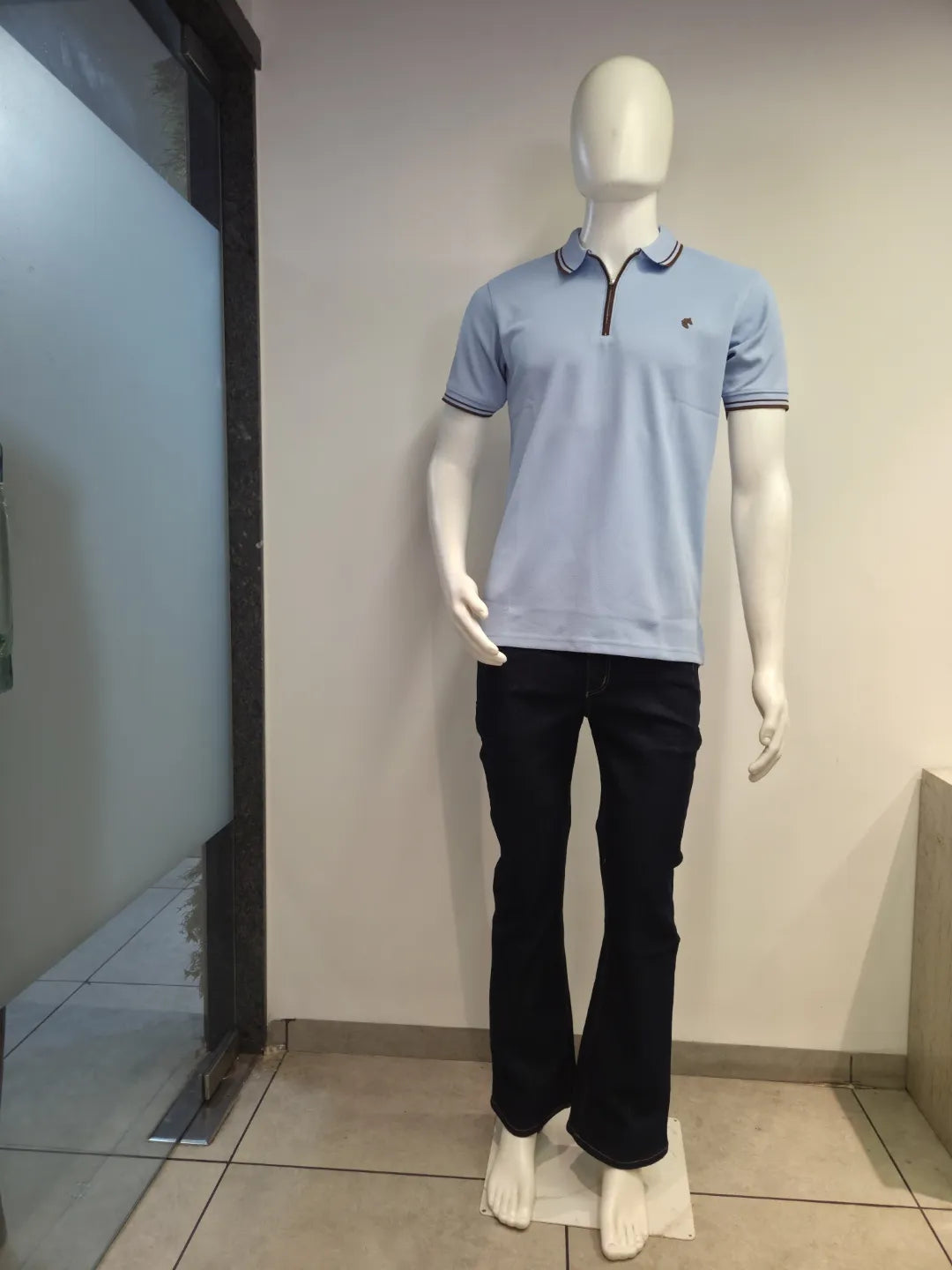 Sky Blue - Men's Zipper Polo