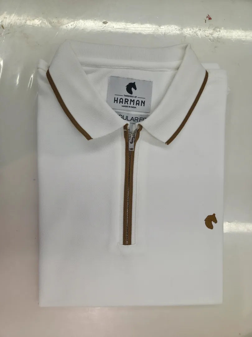 White - Men's Zipper Polo