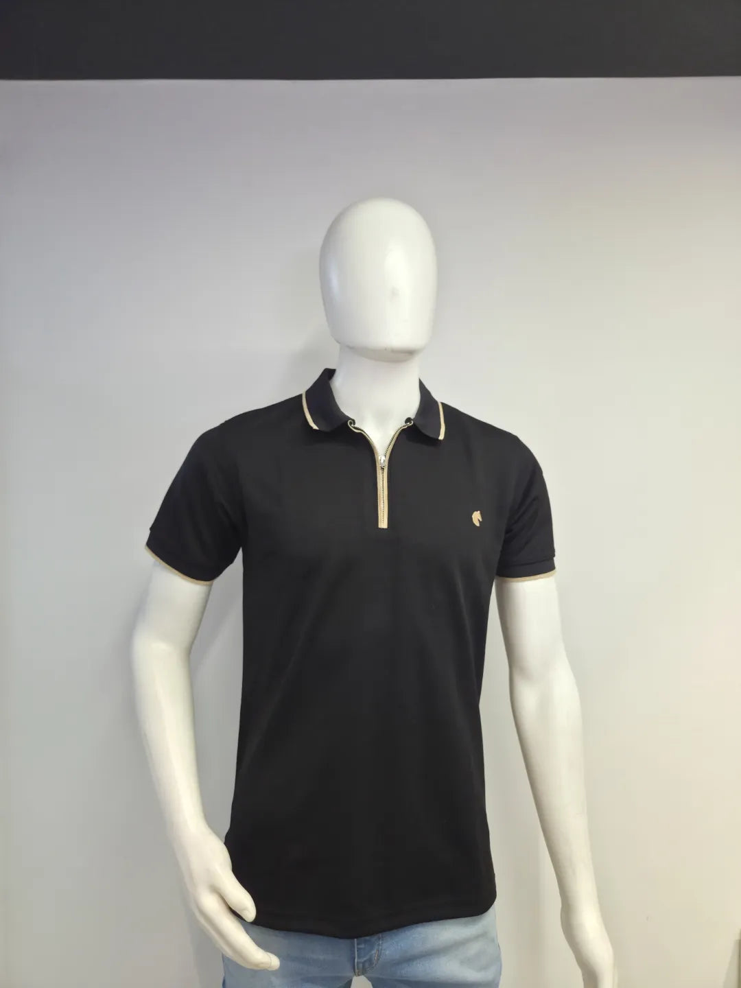Black - Men's Zipper Polo