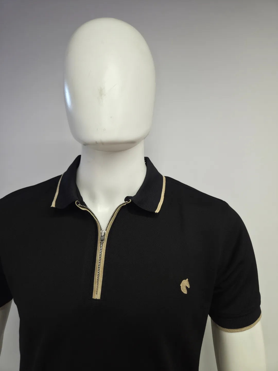 Black - Men's Zipper Polo