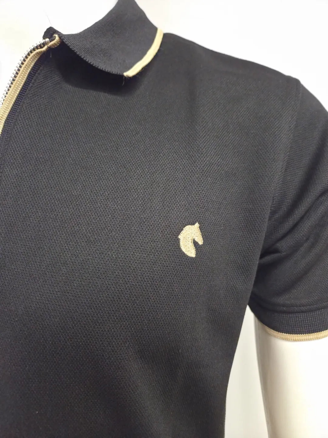 Black - Men's Zipper Polo