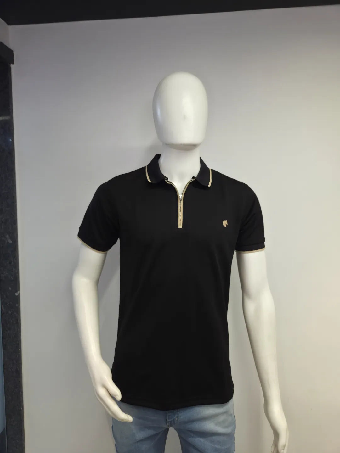 Black - Men's Zipper Polo