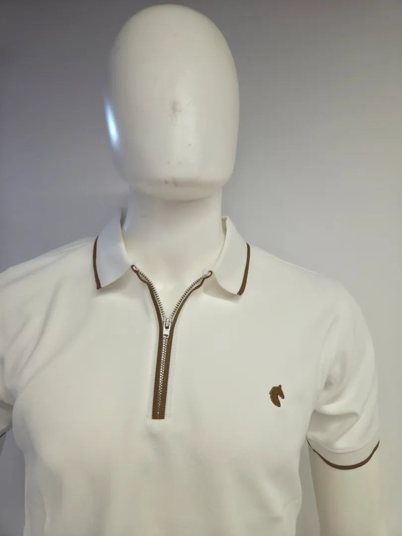 White - Men's Zipper Polo