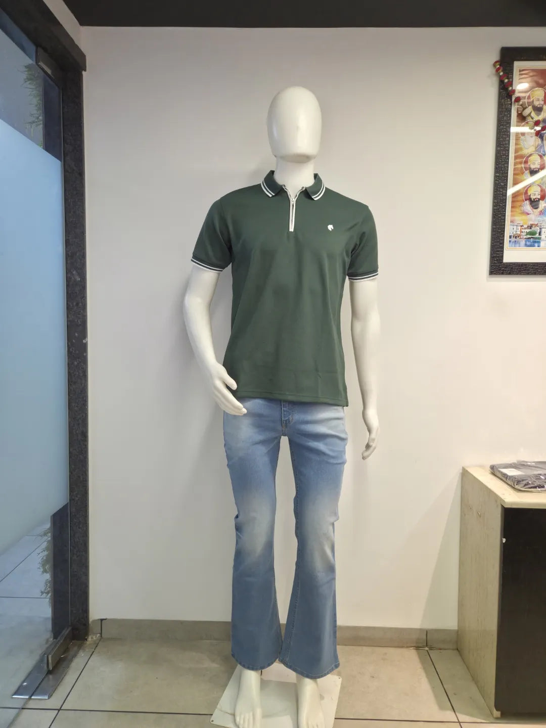 Green - Men's Zipper Polo