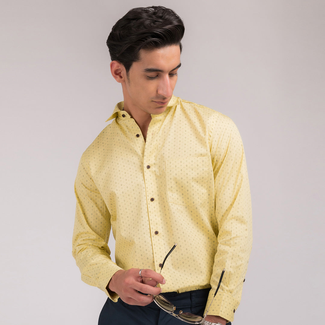 Blonde Yellow Print Regular Fit Shirt