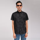 Black Floral Print Slim Fit Shirt