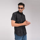 Black Floral Print Slim Fit Shirt