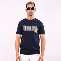 Navy Printed Regular Fit T-Shirt